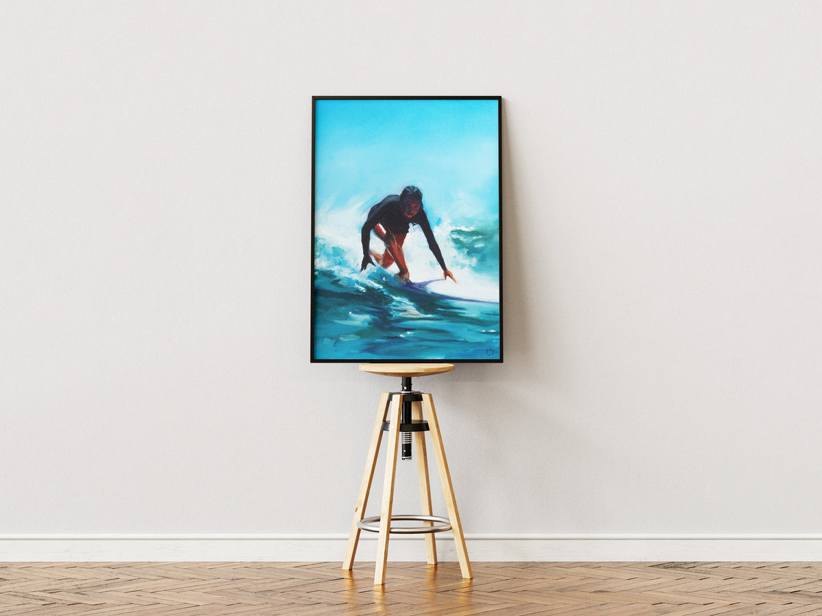 Laure Mayer, framed artwork on a stool